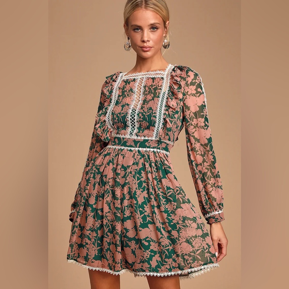 Chic Long Sleeve Floral Dress